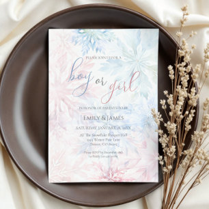 Boy or Girl Winter Pink Blue Snowflake Invitation