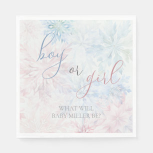 Boy or Girl Winter Pink Blue Snowflake Napkin