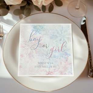 Boy or Girl Winter Pink Blue Snowflake Napkin