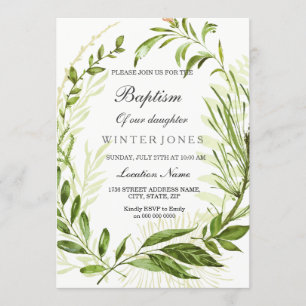 Boy or Girl Wreath Baptism Christening invite