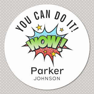 Boy or Girl You Can Do It! Comic WOW 1.25-in Classic Round Sticker