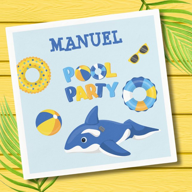 BOY ORCA INFLATABLE POOL PARTY NAPKIN (Creator Uploaded)