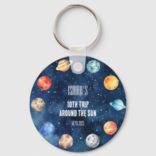 Boy Outer Space 10th Trip Around the Sun Birthday Key Ring
