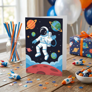 Boy Outer Space Astronaut Birthday  Card