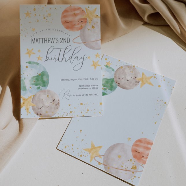 Boy Outer Space Birthday Party Invitation (Creator Uploaded)