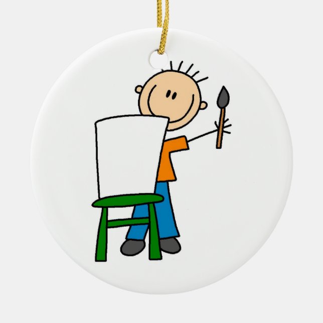 Boy Painting Ceramic Tree Decoration (Front)