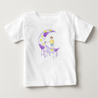Boy Painting Crescent Moon Baby T-Shirt