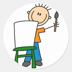 Boy Painting School Sticker