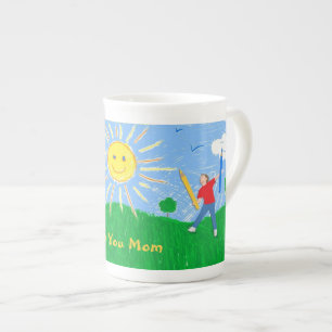 Boy Painting Skies Bone China Mug