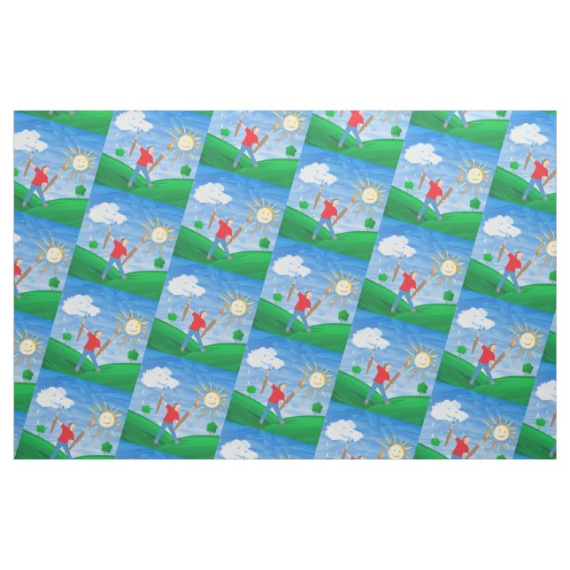 Boy Painting Skies Fabric (Fat Quarter)