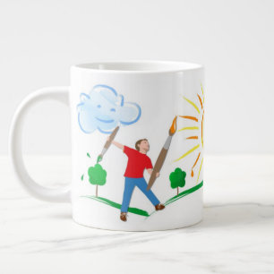 Boy Painting Skies Large Coffee Mug