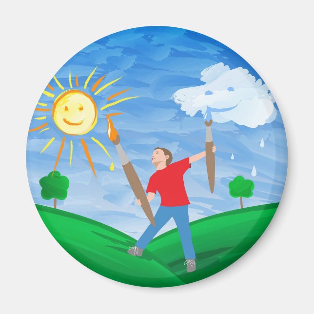 Boy Painting Skies Magnet (Front)
