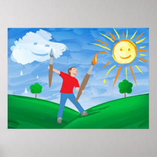 Boy Painting Skies Poster