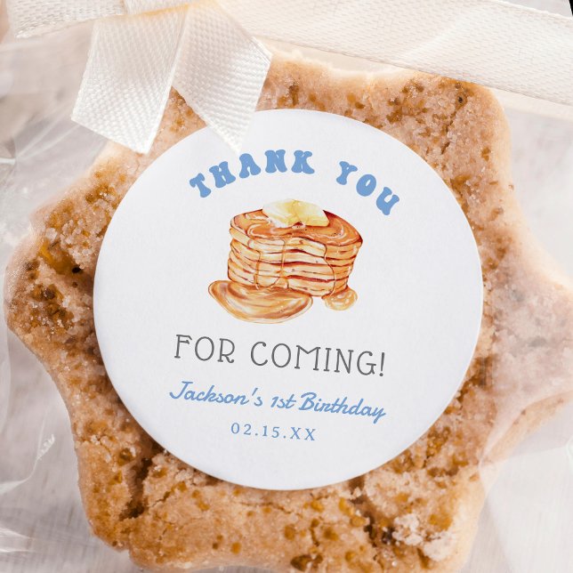 Boy Pancake Breakfast Birthday Thank You Classic Round Sticker (Creator Uploaded)