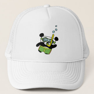 Boy Panda in Swimsuit Snorkeling Trucker Hat