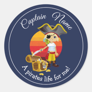 Boy Party Pirate Classic Round Sticker