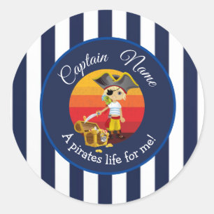 Boy Party Pirate   Classic Round Sticker