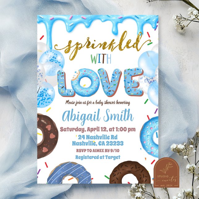 Boy Pastel Doughnut Sprinkled with Love Invitation (Creator Uploaded)