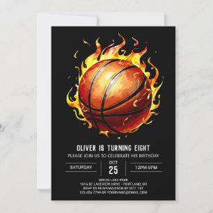 Boy Pastel Editable Basketball Birthday Invitation