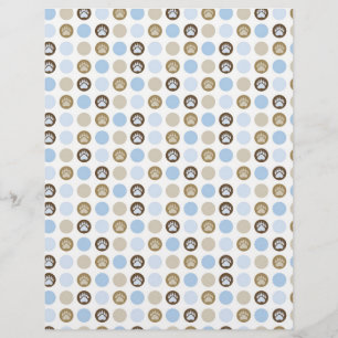 Boy Paw Print Polka Dots Scrapbook Paper