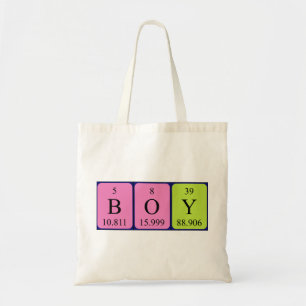 Boy periodic table name tote bag