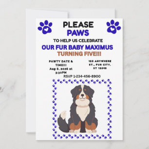 BOY PET BLUE HAPPY BIRTHDAY ADOPTION DAY FLAT INVITATION