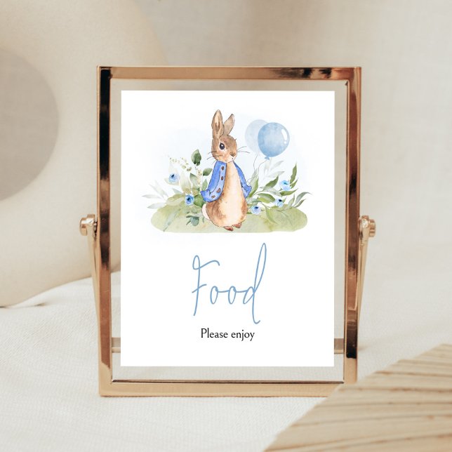 Boy Peter Rabbit Baby Shower Food  Poster (Peter Rabbit Balloon Spring Baby Shower Food Sign)