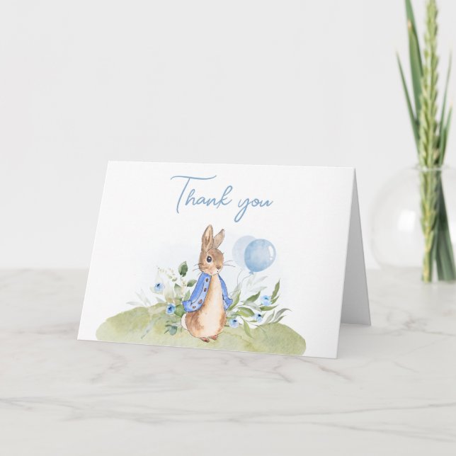 Boy Peter Rabbit Baby Shower Thank You Card (Front)