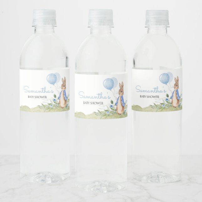 Boy Peter Rabbit Baby Shower Water Bottle Label (Bottles)