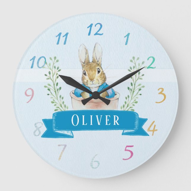 Boy Peter Rabbit Blue Custom Large Clock (Front)