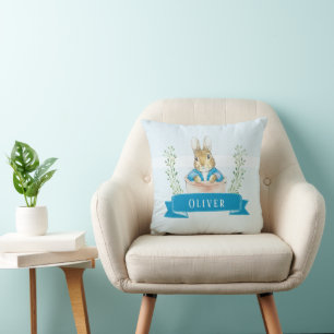 Boy Peter Rabbit Blue Custom Throw Pillow