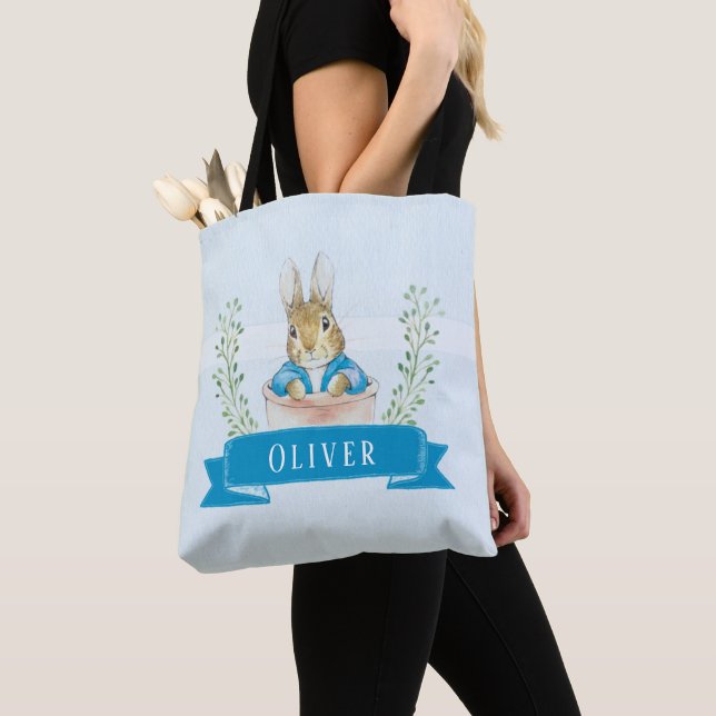 Boy Peter Rabbit Blue Custom Tote Bag (Close Up)