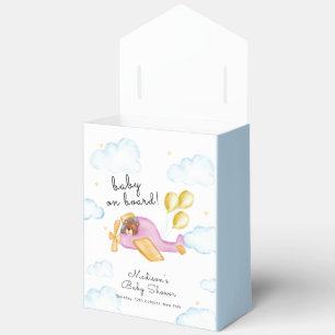 Boy Pilot Teddy Bear Balloon Airplane Baby Shower Favour Box