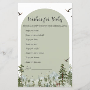 Boy Pine Tree Forest Baby Shower Wishes for Baby