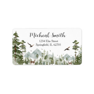 Boy Pine Tree Forest Mountain Baby Shower Address Label