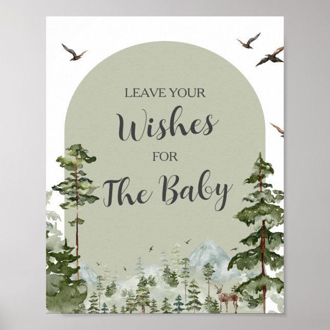 Boy Pine Tree Forest Mountain Leave Your Wishes Poster (Front)