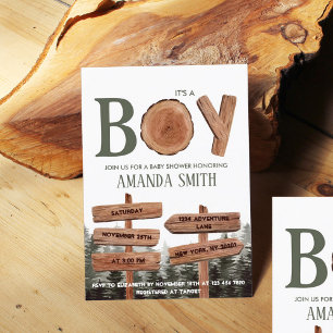 Boy Pine Trees Baby Shower  Invitation
