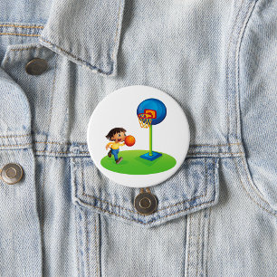 Boy Playing Basketball  7.5 Cm Round Badge