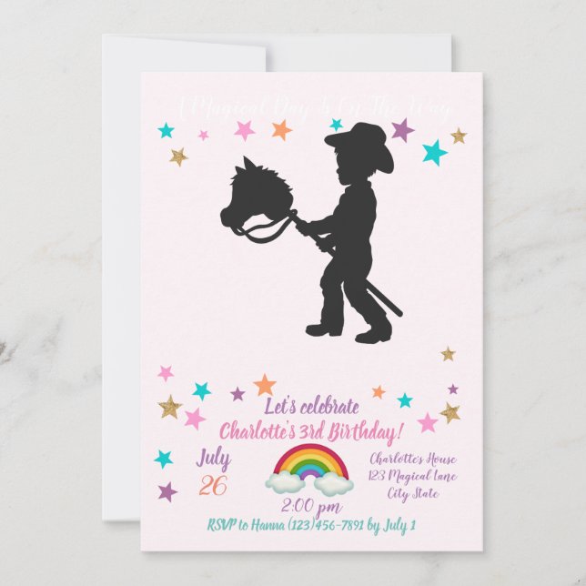 Boy Playing Cowboy - Choose background colour Invitation (Front)