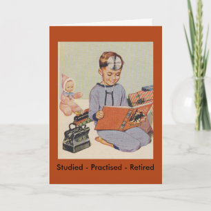 Boy playing Doctor  - Retro Card