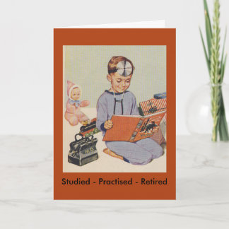 Boy playing Doctor  - Retro Card
