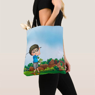 Boy Playing Golf Tote Bag