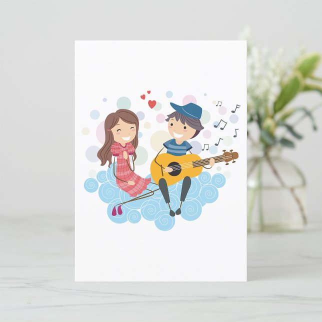 Boy Playing Guitar for Girl Love and Music  Invitation (Creator Uploaded)