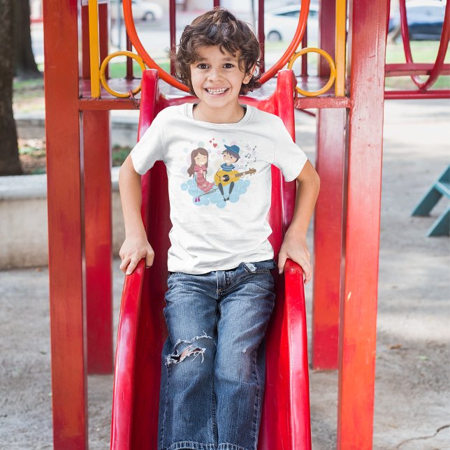 Boy Playing Guitar for Girl Love and Music  T-Shirt (Creator Uploaded)