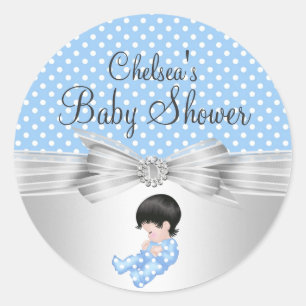 Boy Polka Dot Baby Shower Sticker