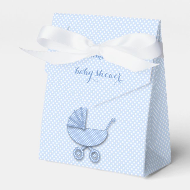 boy polka dots baby stroller favour box (Front Side)