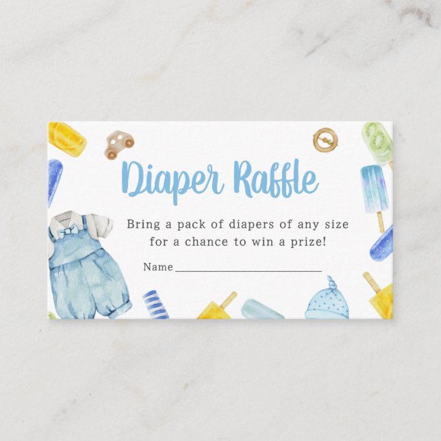 Boy Popsicle Baby Shower Diaper Raffle Enclosure Card (Front)