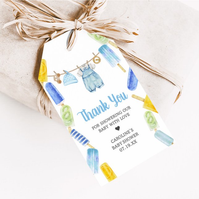 Boy Popsicle Baby Shower Favour Tags (Boy Ready to Pop Popsicle Baby Shower Favor Tags)