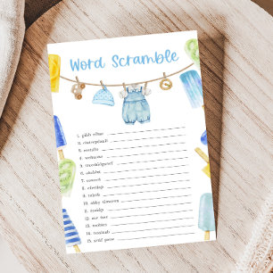 Boy Popsicle Baby Shower Word Scramble Game