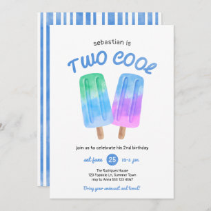 Boy Popsicle Summer 2nd Birthday Invitation